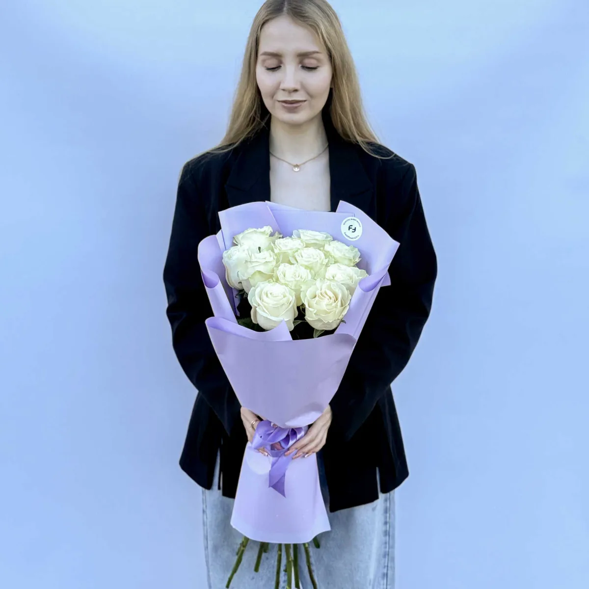 Букет из 11 белых роз | Крупный бутон